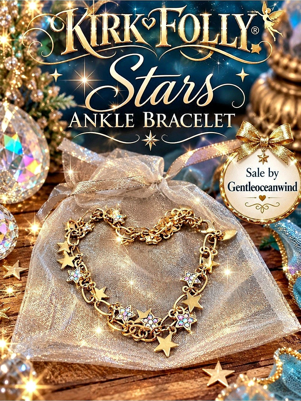 Kirk Folly Stars Ankle Bracelet Gold